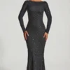 Jailene Embellished Open-Back Gown i svart
