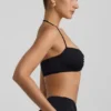 Jerika Slinky Jersey-bralett med metalldetaljer och halterneck i svart