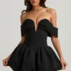 Jessamy Off-Shoulder Layered Bubble Hem Corset Miniklänning i svart