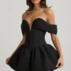 Jessamy Off-Shoulder Layered Bubble Hem Corset Miniklänning i svart
