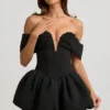 Jessamy Off-Shoulder Layered Bubble Hem Corset Miniklänning i svart