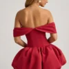 Jessamy Off-Shoulder Layered Bubble Hem Corset Miniklänning i True Red