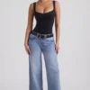Jeylan lågmidjade jeans med vida ben i vintage-tvätt