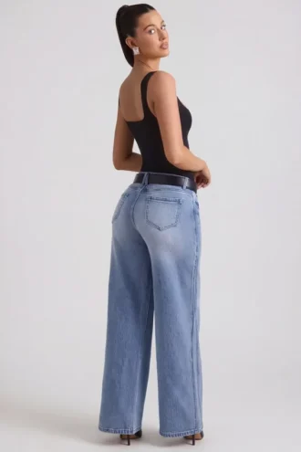 Jeylan lågmidjade jeans med vida ben i vintage-tvätt