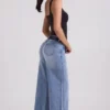 Jeylan lågmidjade jeans med vida ben i vintage-tvätt