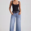 Jeylan lågmidjade jeans med vida ben i vintage-tvätt