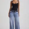 Jeylan lågmidjade jeans med vida ben i vintage-tvätt