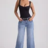 Jeylan lågmidjade jeans med vida ben i vintage-tvätt