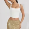 Jianna Embellished Low-Rise Mini Kjolar i guld