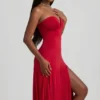 Joely Slinky Jersey A-linjeformad midilång klänning utan axelband i True Red