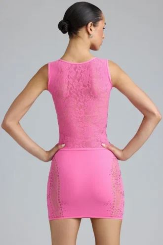 Joni Embellished Mid-Rise Mini Kjolar i Bubblegum Pink