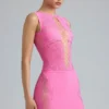 Joni Embellished Mid-Rise Mini Kjolar i Bubblegum Pink