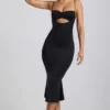 Julane Slinky Jersey Ruched Cut-Out Midaxi-klänning i svart