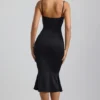 Julane Slinky Jersey Ruched Cut-Out Midaxi-klänning i svart