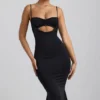 Julane Slinky Jersey Ruched Cut-Out Midaxi-klänning i svart