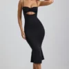 Julane Slinky Jersey Ruched Cut-Out Midaxi-klänning i svart