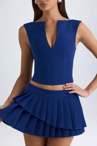 Kadie kort topp med öppen framsida i True Navy