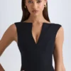 Kadie V-ringad strukturerad crop top i svart