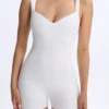 Kaia Modal Sweetheart-Neck Unitard i vitt