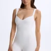 Kaia Modal Sweetheart-Neck Unitard i vitt