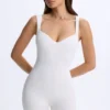 Kaia Modal Sweetheart-Neck Unitard i vitt
