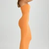 Kali Modal Bandeau Bodycon Maxiklänning i Sunset Orange