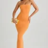 Kali Modal Bandeau Bodycon Maxiklänning i Sunset Orange