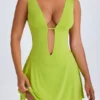Kalista Plunge Cut-Out Miniklänning i limegrön