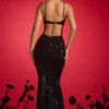 Kassie Embellished Cut-Out Halterneck Gown i svart