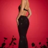 Kassie Embellished Cut-Out Halterneck Gown i svart
