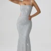 Katalia Embellished Cut-Out Gown i silver