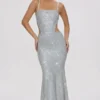 Katalia Embellished Cut-Out Gown i silver