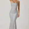 Katalia Embellished Cut-Out Gown i silver
