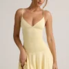 Kelbie Modal Ruched A-Line Miniklänning i Buttercream Yellow