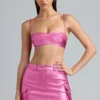 Kennedy Metallic Denim Cropped Bralette i Deep Pink