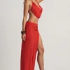 Keona mid-rise maxikjol med slits i Chilli Red