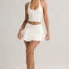 Keoni Modal Low-Rise Ruched Mini Skort i vitt