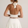 Keoni Modal Low-Rise Ruched Mini Skort i vitt