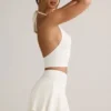 Keoni Modal Low-Rise Ruched Mini Skort i vitt