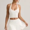 Keoni Modal Low-Rise Ruched Mini Skort i vitt