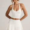 Keoni Modal Low-Rise Ruched Mini Skort i vitt