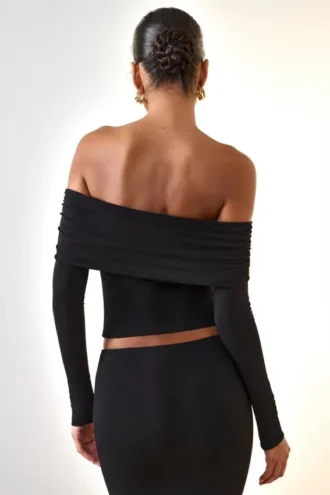 Kesia Modal Off-Shoulder Long-Sleeve Top i svart