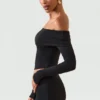 Kesia Modal Off-Shoulder Long-Sleeve Top i svart
