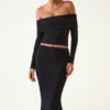 Kesia Modal Off-Shoulder Long-Sleeve Top i svart