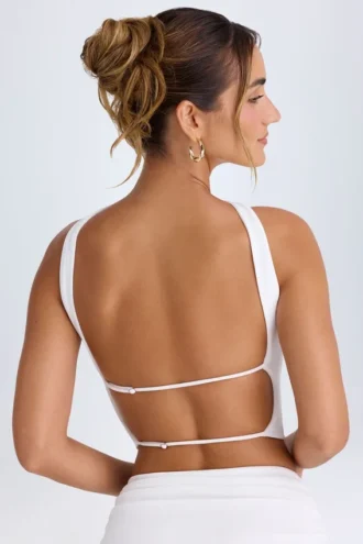 Khai bandeau-top med chokerdetalj i vitt
