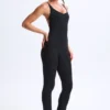 Kiki Modal Plunge Open-Back Flared Jumpsuit i svart