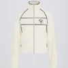 Kort frotte-sweatshirt med dragkedja i benvitt