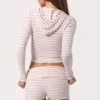 Ribbade minishorts i rosa randigt jersey