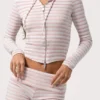 Ribbade minishorts i rosa randigt jersey