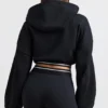 Kort hoodie i stretchig bomullsfleece i svart